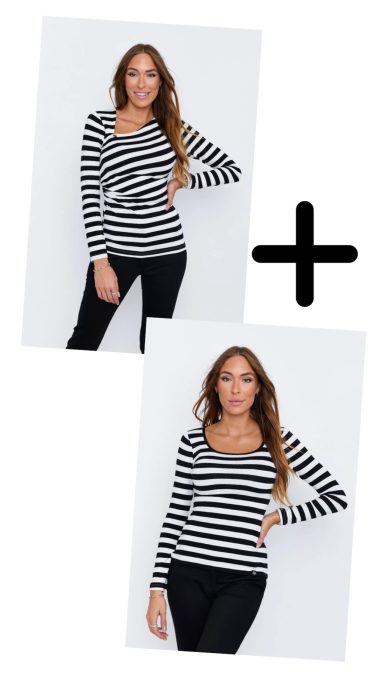 STRIPES  - Provence és Kourtney csíkos póló XL