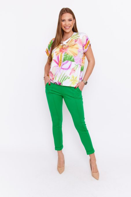 Payton női nadrág, élén tűzött egyenes szárú fazon,zöld,XL,Tara x Viktori, Young & Free Kollekció