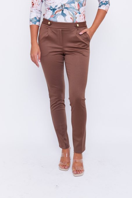 Romina women's trousers with buttons and pleated details, Tara x Viktori, Young & Free Collection