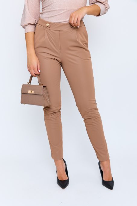 Romina women's trousers with buttons and pleated details, Tara x Viktori, Young & Free Collection