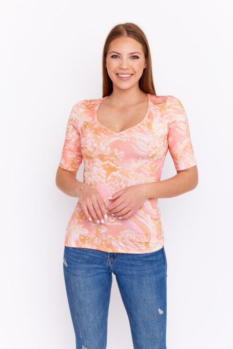 HEDINKE Curved V-neck top