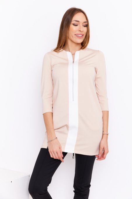 Aviva High-neck oversized tunic with zipper, Tara x Viktori