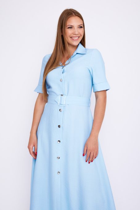 Harlowe women's dress, collared midi dress with belt and buttons, Tara x Viktori