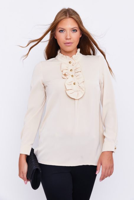 Sherry women's blouse, collared blouse with buttons and with cuffs, Tara x Viktori