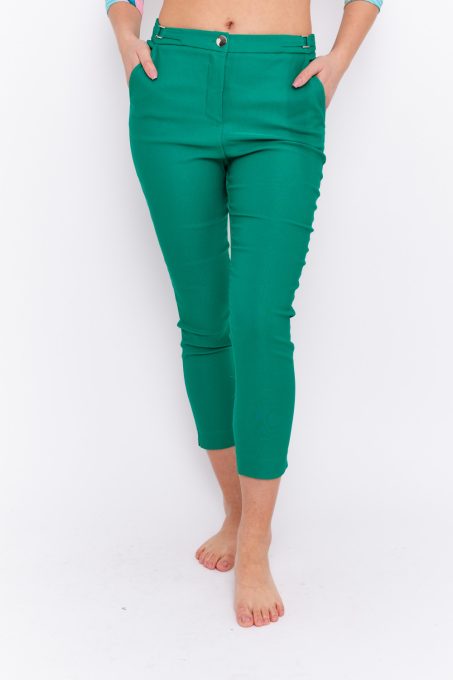 Zorienn női nadrág Magas derekú, derék résznél csattal díszített egyenes szárú fazon,zöld,46,Tara x Viktori Curve Fashion