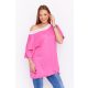 Diona női tunika, oversized, bővebb csíkos gumi pántos csónaknyakú női felső,pink-ekrü,L-XL, Tara x Viktori, Curve Fashion