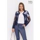 MIRTILL Crop lace blazer with yokes dark blue