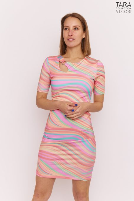 MACKENZIE Cutout dress with chain print